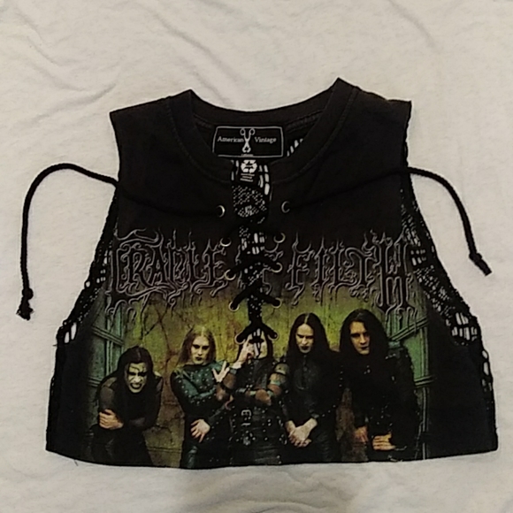 American Vintage Tops - Cradle of Filth lace-up crop top vintage - EUC